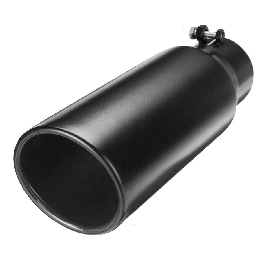 4" Inlet 5" Outlet 12" Long Angle Cut Rolled Bolt-On Exhaust Tip Tail Pipe Black