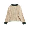 Women's PB&ZA 2024 Autumn/Winter Cable Knit V-Neck Cardigan