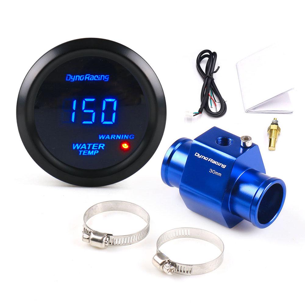 Dynoracing 2'' 52MM Car Digital Blue Led Water Temperature Gauge 40-150 Celsius With Water Temp Joint Pipe Sensor Adapter 1/8NPT