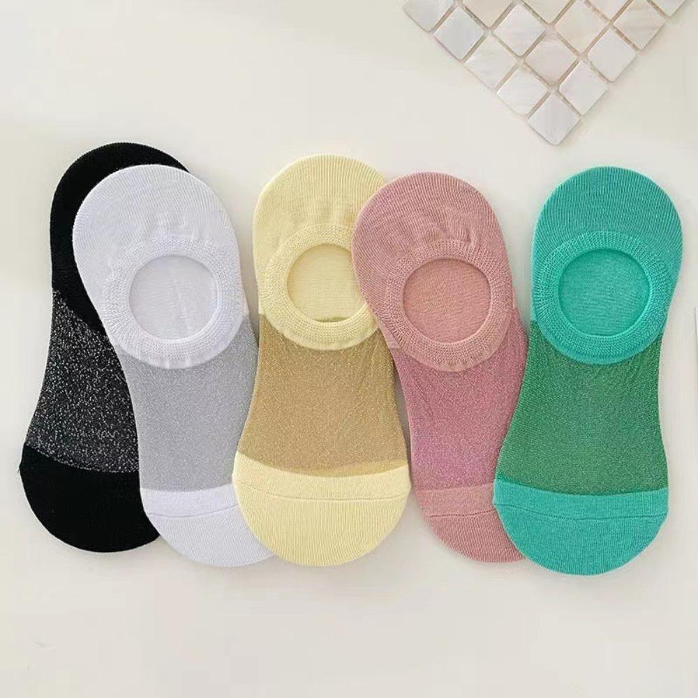 

5Pairs Thin Summer Ankle Socks Non-Slip Women Short Tube Sock Comfortable Ice Silk Boat Socks Women 5Pairs
