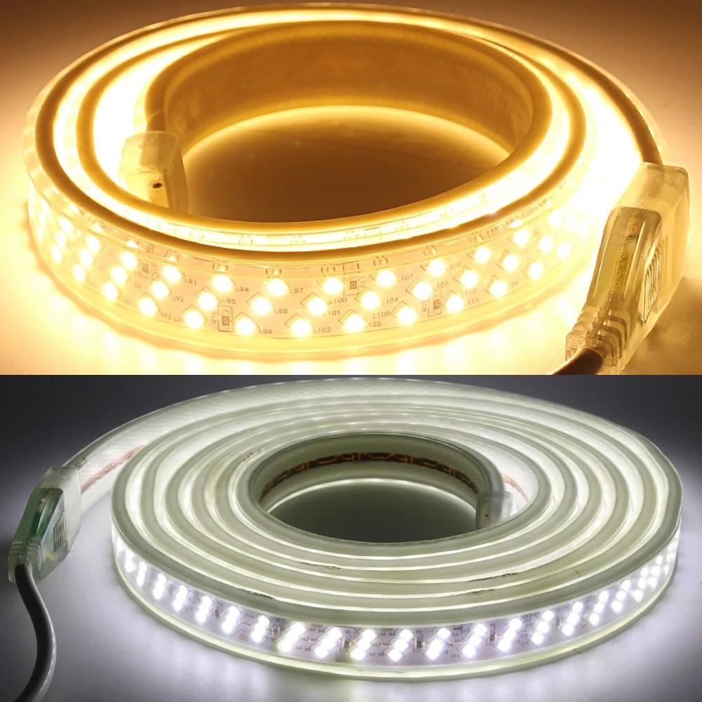 BMW 220v LED Strip Lights With EU Power Plug 2835 Flexible Ribbon Tape Waterproof LED Strip 220v for Living Room Garden Lighting