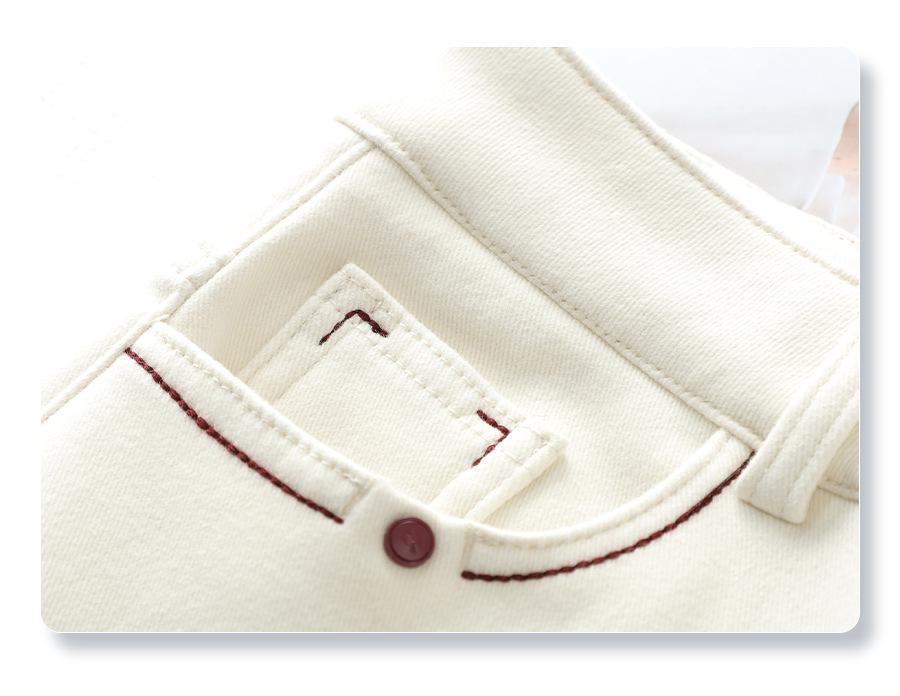 Women's Beige Fleece-Lined Jeans: Fall/Winter 2024 High-Waisted Slimming Pants, Narrow, Wide, Loose & Straight-Leg Styles