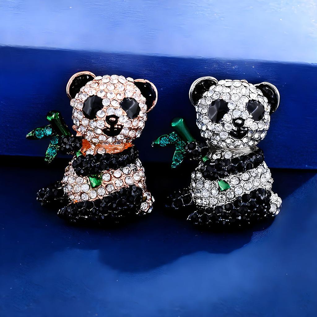 Chinese style panda brooch female cartoon animal rhinestone pin anti-light corsage accessories anti-practical national tide