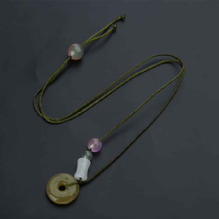 Jadperlen Blume Anhänger Schlüsselbein Kette Damen Sommer Verstellbare Kordel Halskette