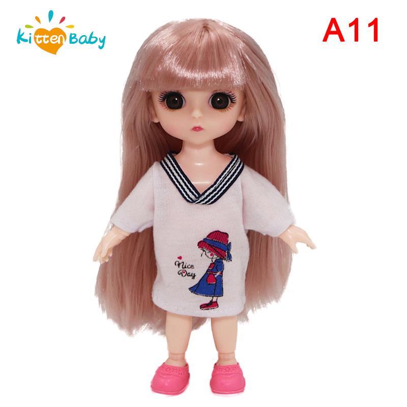 BJD 16CM Doll 13 Movable Joints Casual Fashion Princess Clothes Suit Accessories Nude Decoration Multicolor Hair Girl Gift Toy
