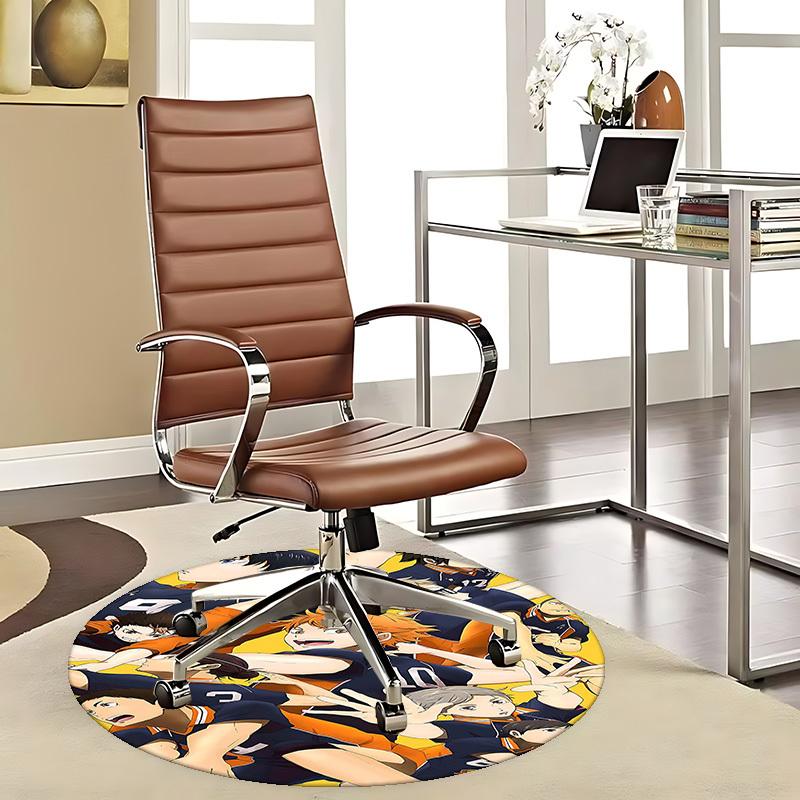 

1pc Haikyuu Karasuno High Volleyball Team Round Carpet - Anime Design, Office Chair Mat, Non-Slip Rug, Suitable for Home Decor, Living Room 80cm
