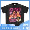 Vintage Hip Hop Ashanti Print Street Long Sleeve Short Sleeve Wash Heavy