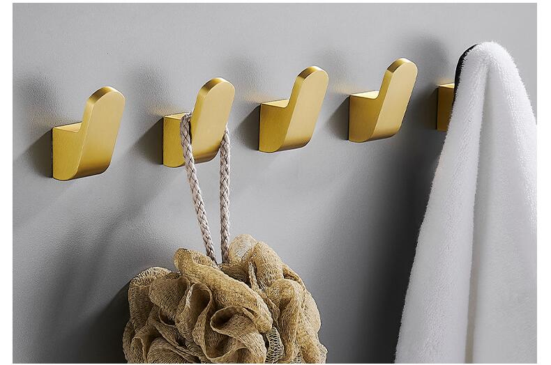 Bathroom Towel Wall Hooks Black/White Kitchen Robe Hook Brass Brushed Gold Key Hat Bag Hanger Holder Clothes Hook 5 colors