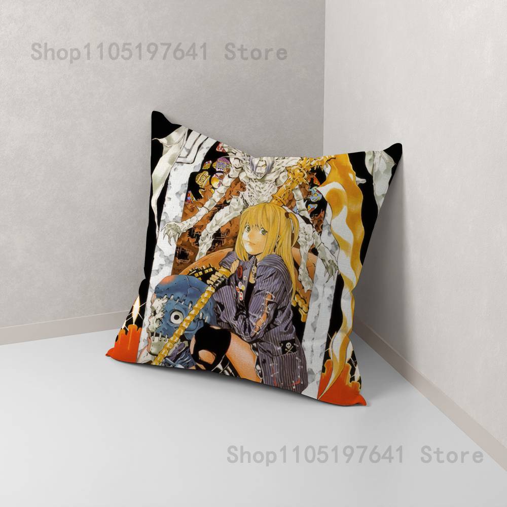 Misa D-Death N-Note Pillow Case For Sofa Decor Car Office Room Printing Cushion Cover Decorations and Protector