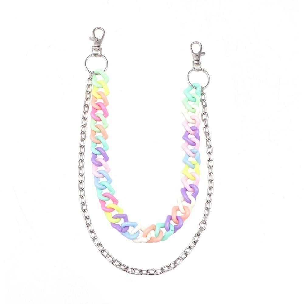 Double Layer Star Belt Chain Acrylic Cross Pants Chain Punk Heart Waist Chain  Jeans Decor