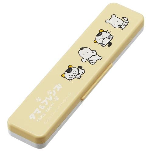 Skater Tama & Friends Chopsticks and Spoon Set, Perfect for Lunch Boxes, Adult Size, Antibacterial, Combo Set, 18cm, Quiet, Made in Japan, CCS3SAAG-A