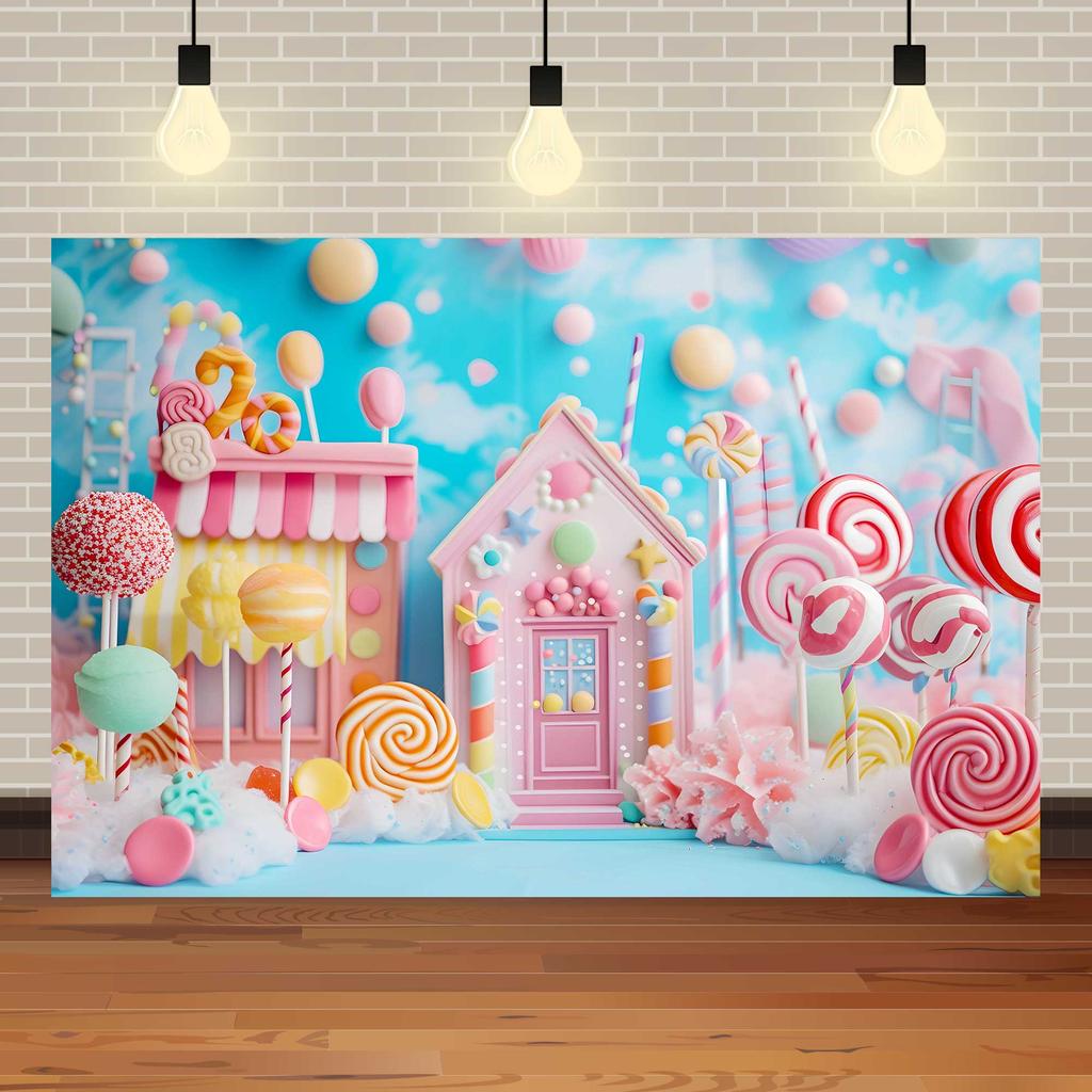 Fantasy World Candy House Theme Decoration Background, Fairy Tale Style Studio Photography Children's Portrait Shooting Backdrop