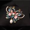 Enamel-colored Butterfly Brooch for Women, Featuring Chinese Style, with Pearl Embellishments, An Elegant Large Pin.