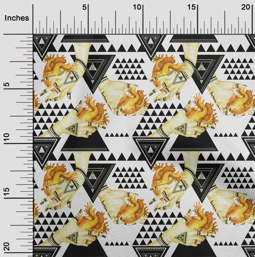 oneOone Cotton Flex Yellow Fabric Triangle Sewing Material Print Fabric By The Yard 40 Inch