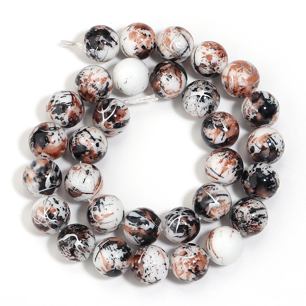 1 Strand 6/8/10/12mm Black Brown Glass Beads Round Loose Spacer Bead For Jewelry Making DIY Crafts Bracelet Necklace Accessories
