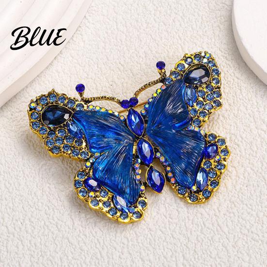 Enamel Butterfly Pin Women Brooch Sparkling Rhinestones Faux Pearl Butterflies