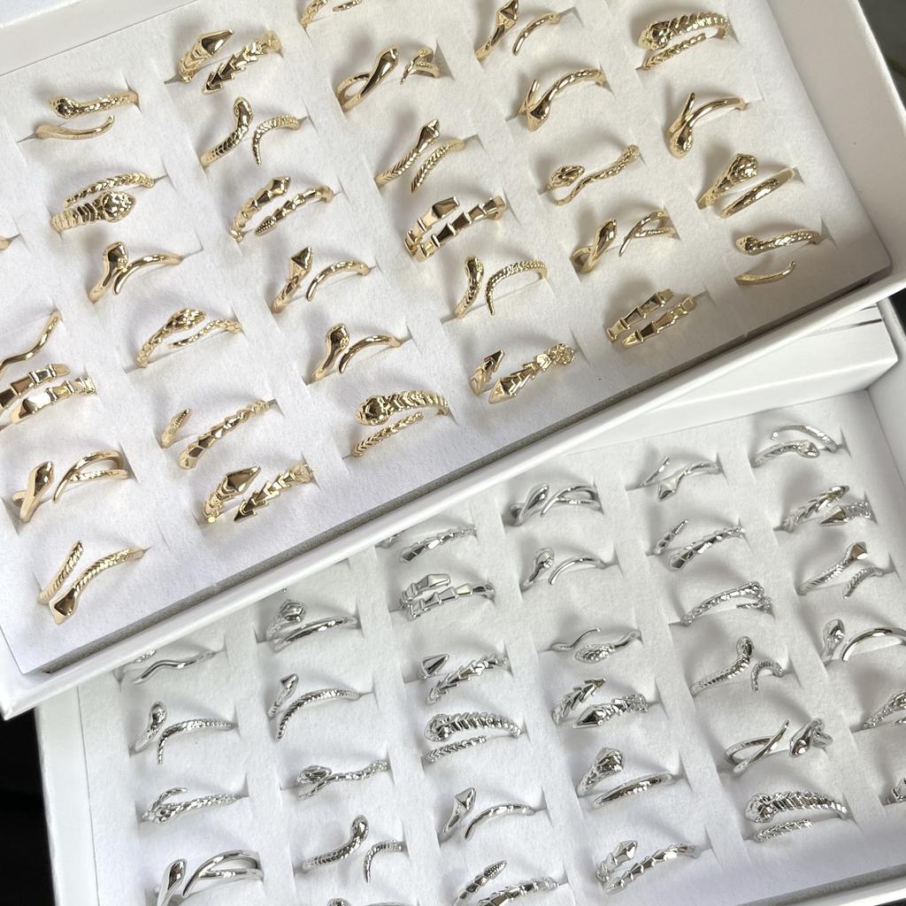 36Pcs Female open ring snake-shaped finger ring fashionable smooth surface simple ring