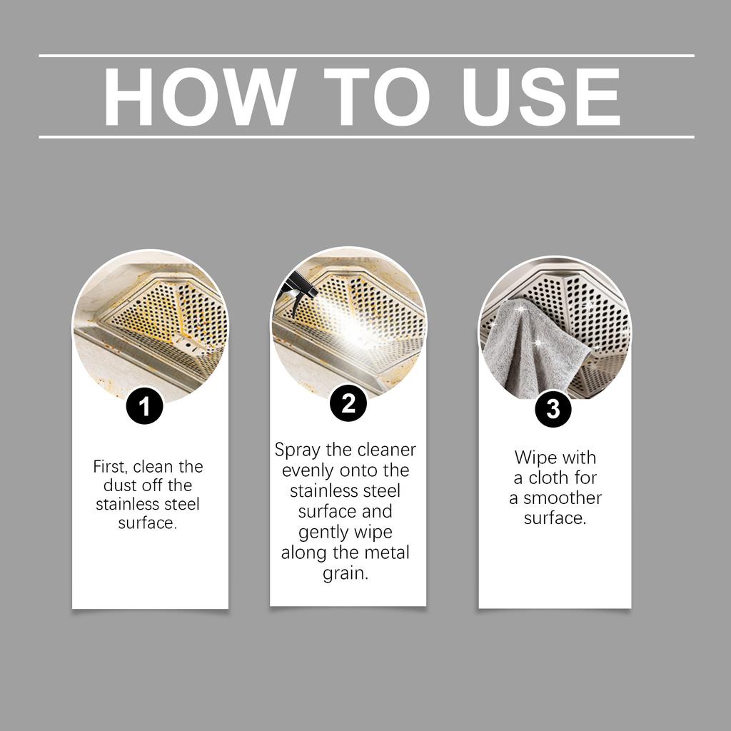 Rengöringsspray för rostfritt stål Polering Köksmaskin Kylskåp Diskho Oljefläckborttagare Fingermärkesfri Streckfri 237ml