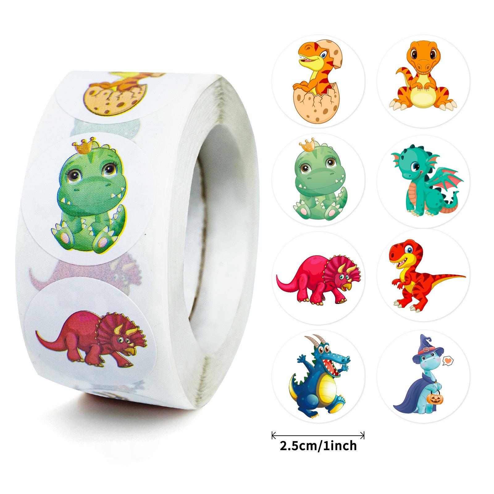 

500 Pictures/roll Dinosaur Reward Stickers Cute Cartoon Kindergarten Elementary School Children Stickers Seal