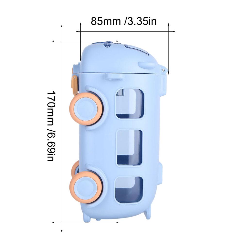 500ML Bus Shape Cute Car Water Bottle with Movable Wheels & Strap Water Jug  Leakproof for Sports Camping Picnic