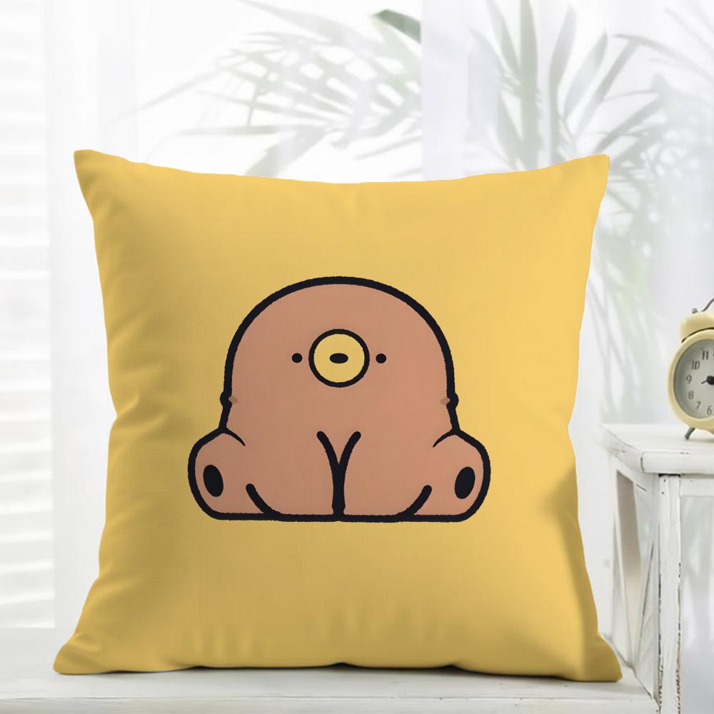 Cute IP Portrait Cushion Cover Comfort Daily Washable Linen Soft for Sofa Bed Home Room Decor