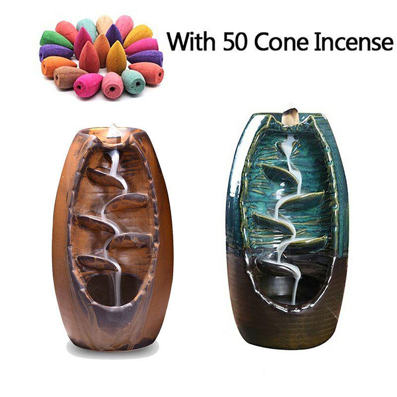 Exquisite Ceramic Backflow Waterfall Smoke Incense Burner For Serene Meditation Spaces