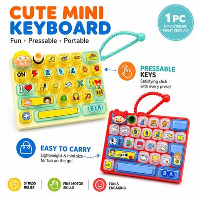 Pressable Keys Keyboard Keychain 26-key Press Button Toy  Bag Ornament