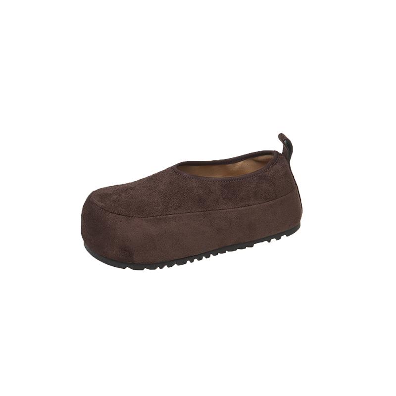 Мода Мода Слипоны Замша Нескользящие Одинарные Туфли Осень Новые Круглый Носок Мелкий Вырез Внутреннее Увеличение Высоты Низкие Туфли 35