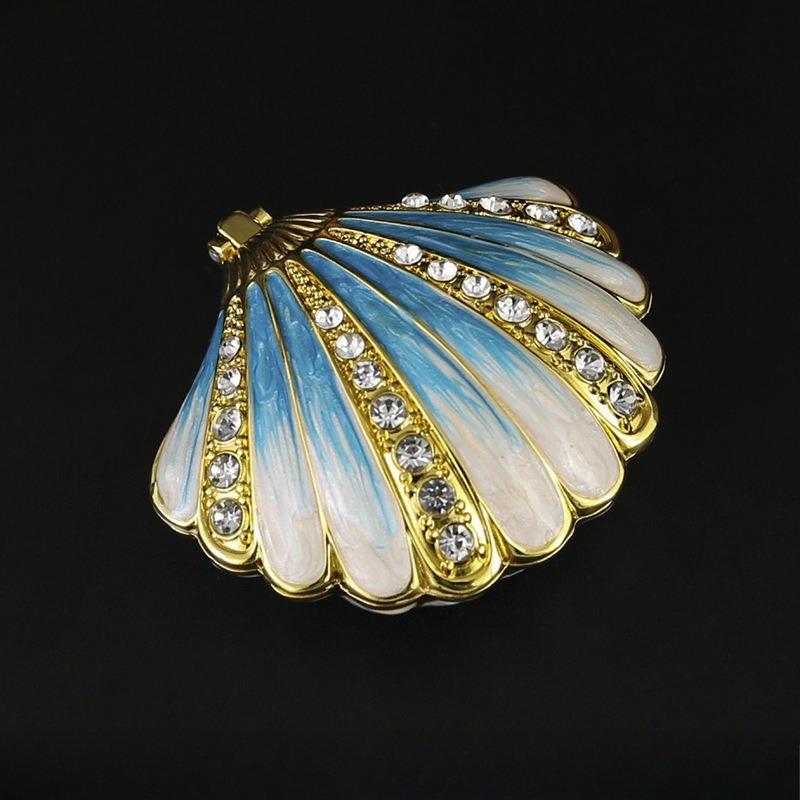 1pcs Seashell Jewelry Box Fashion Metal Trinket Organizer Home Decor Ornament Storage Case Shell-Shaped Jewelry Storage Box синий