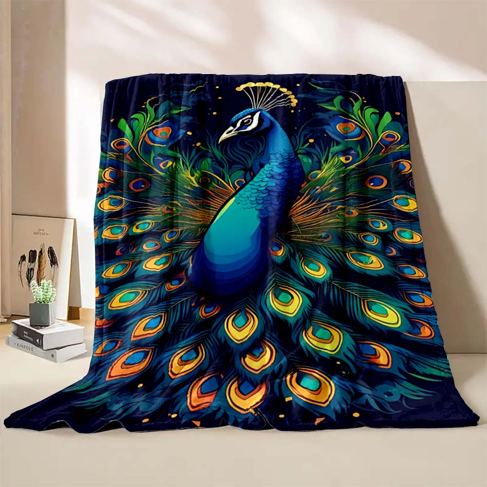 6 Sizes Peacock Art Print Blanket Warm Soft Comfortable Home Travel Blanket Sofa Office Bedding Throw Blanket Gift Large Size