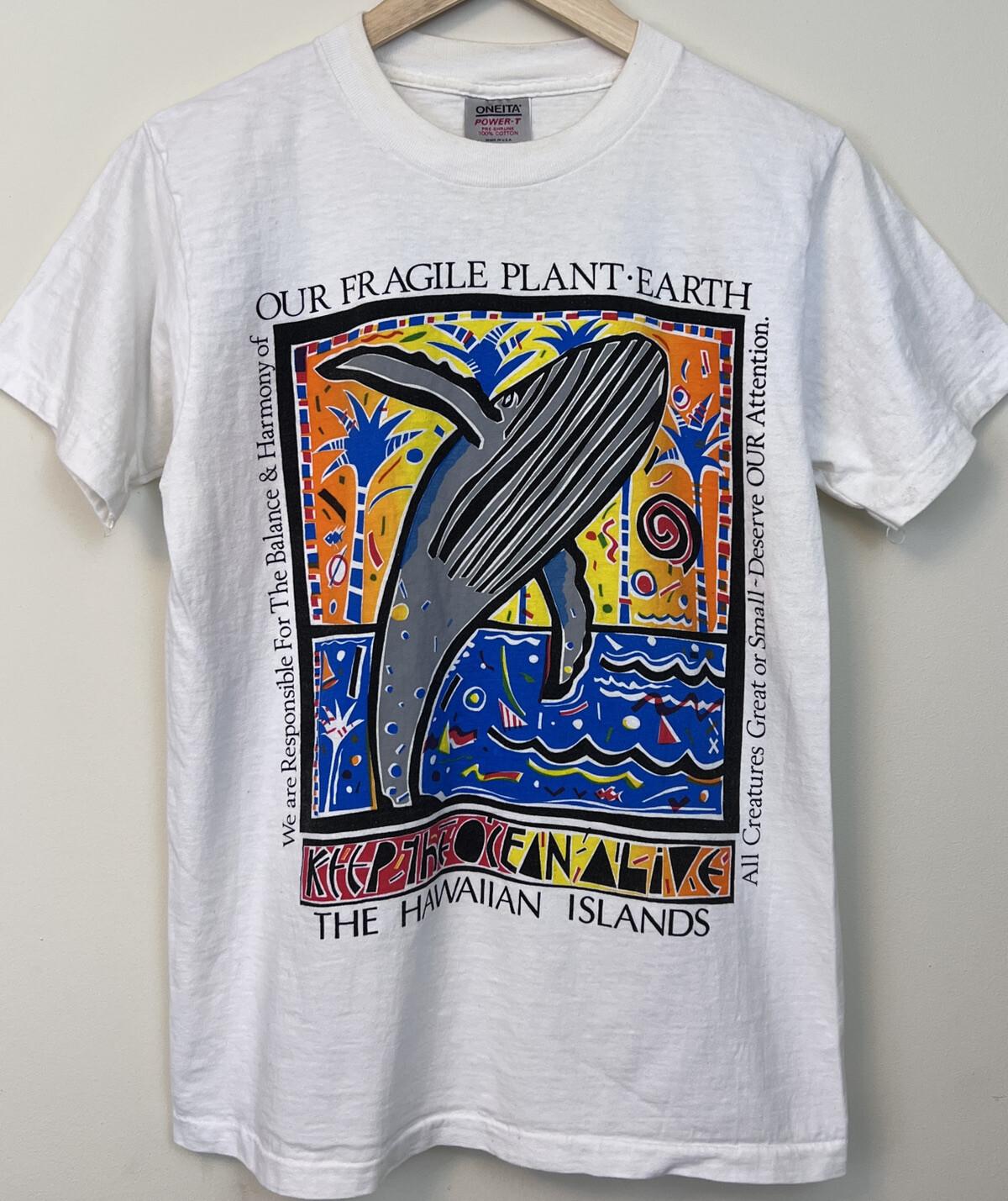 VTG Hawaiian Islands T Shirt Our Fragile Planet Earth Keep The Ocean Alive Sz M S