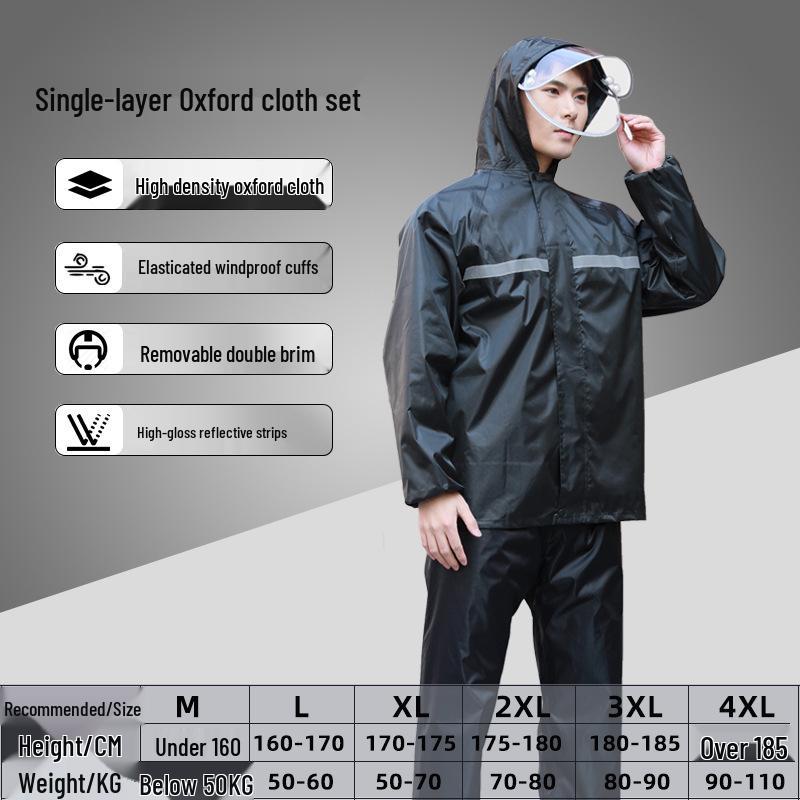 Men's Reflective Raincoat & Pants Set: Outdoor Anti-Heavy Rain Cycling/Motorcycle Protection, Split Style.