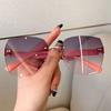 Fashion Rimless Beach Gradient Sunglass Original Lady Retro Branded Shades UV400 Eyeglasses