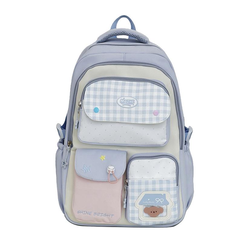 Schoolbag New Japanese Ins Wind Cute Dopamine Contrasting Color College Wind Middle School Student Schoolbag Women's Multi-compartment Backpack