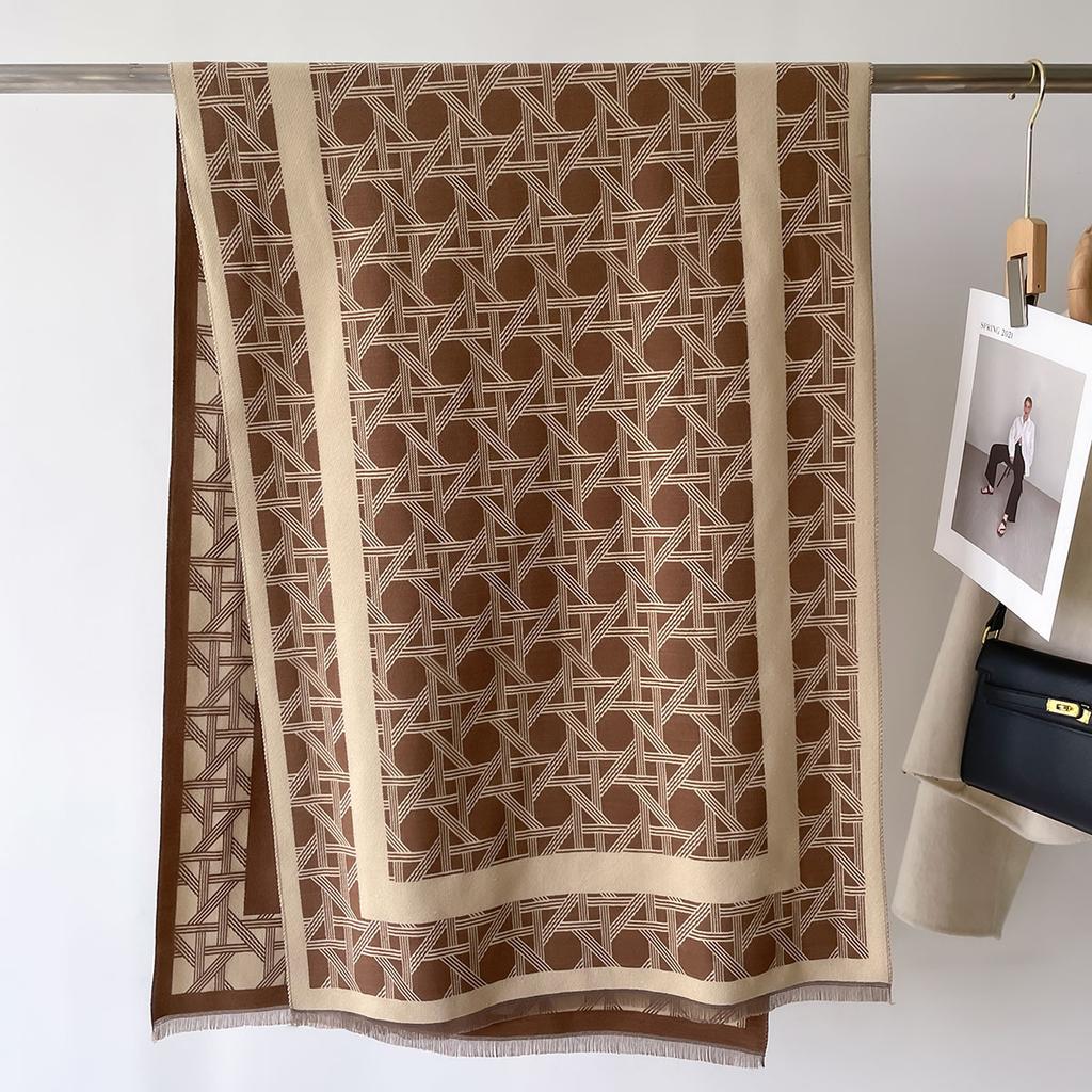 Fashion Elegant Ladie Pashmina Autumn Winter Thick Warm Double Sided Letter Tassel Shawl Coldproof Windproof Blanket Scarf Caped