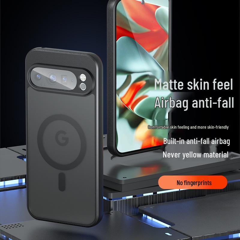 Capa Magnética para Celular Google 9ProXL - Capa Protetora MagSafe com Toque de Pele Fosca para Pixel 9