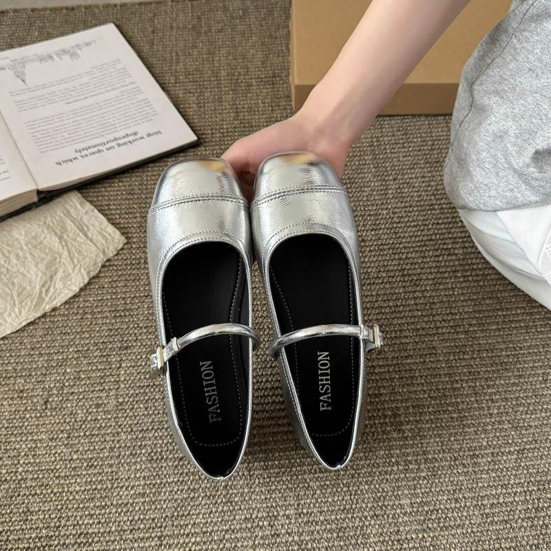 

Нишевые серебристые туфли Мэри Джейн французские маленькие одинарные туфли туфельки феи 2025 новая летняя универсальная нежная вечерняя обувь 40 серебряный