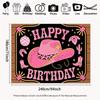 2D Disco Cowgirl Backdrop "Happy Birthday" Western Themed Photo Booth Background