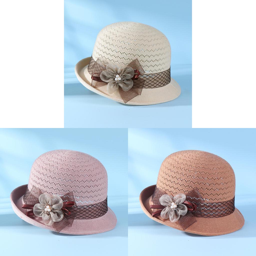 Knit Summer Sun Hat With Floral Pattern And Short Brim For Womens Fashion