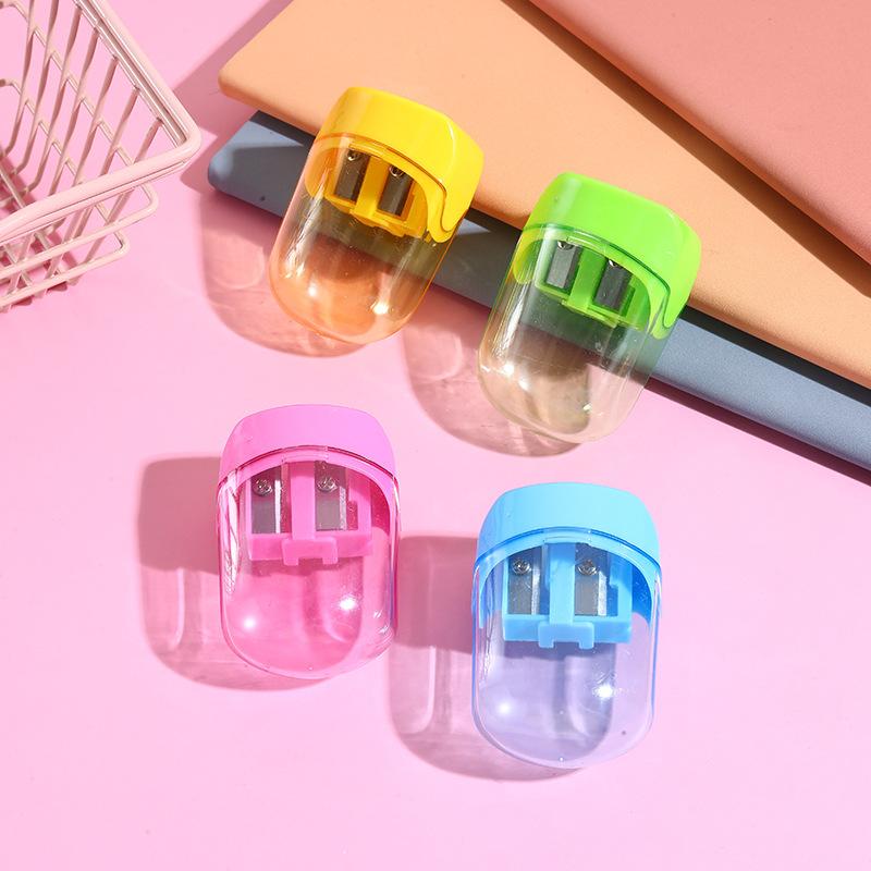 Double Hole Plastic Pencil Sharpener Kids Manual Stationery School Supplies