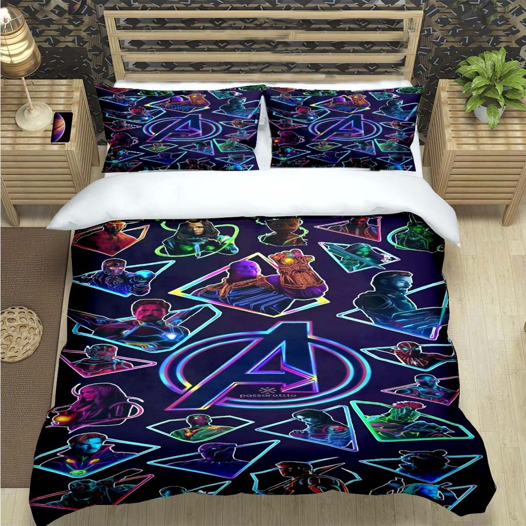 Fashion Superhero A-Avengers Print Bedding Set Duvet Cover Comforter Bed  Youth Kids Girl Boys Luxury Birthday Gift