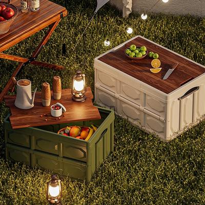 Camping Storage Box Outdoor Folding Storage Boxes Car Trunk Travel Organizing Bin with Lid Stackable Dustproof Spice Picnic Case