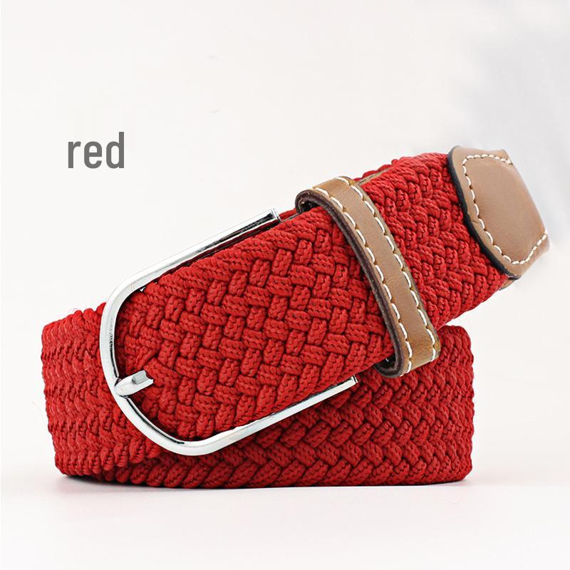 

Unisex Casual Elastic Canvas Belt with Leather Buckle 120 cm
