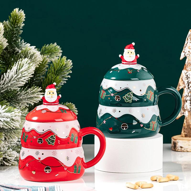 450 ml Leuke Kerst Koffie Mok Met Lepel Keramische Astronaut Vorm Melk Koffie Cup Festival Dárek Kerstman Thee Cup Nordic Mok