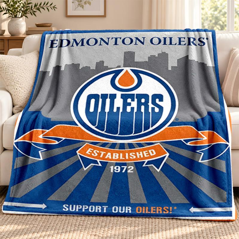 Edmonton Oilers blanket Flannel Blanket Soft Cozy Plush Throw for Sofa Bed Lightweight Home Decoration Outdoor camping