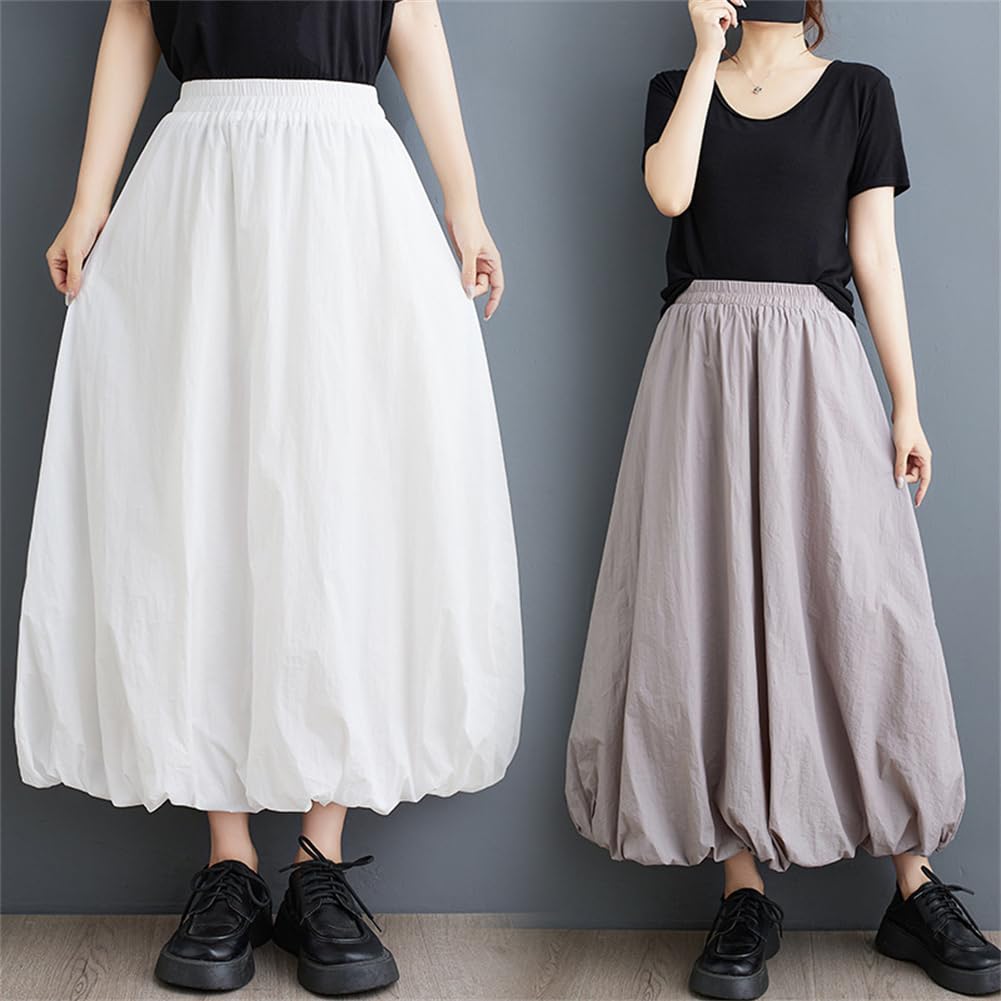 LeafIn Balloon Long with High Elastic Solid 0503 Women's Skirt, Skirt, A-Line, Autumn, Pockets, Fall/Winter/Summer, Waist, Waist, Fluffy, Slimming,