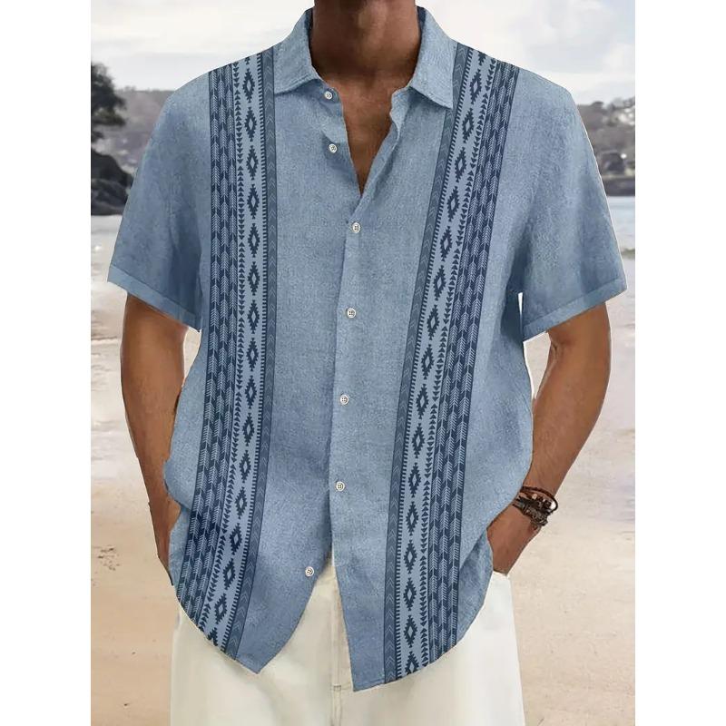 Summer short-sleeved floral shirt men's fashion beach casual loose men's large size shirt