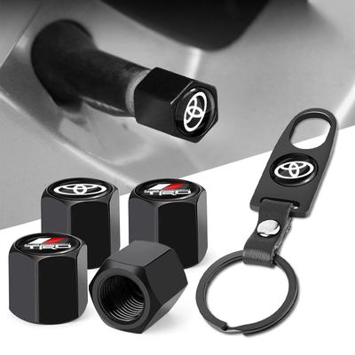 Bilmärke Nyckelring Nyckelring med Däckventilkapsel Biltillbehör för TRD Chr Avensis Yaris Logo RAV4 Levin Reiz Corolla