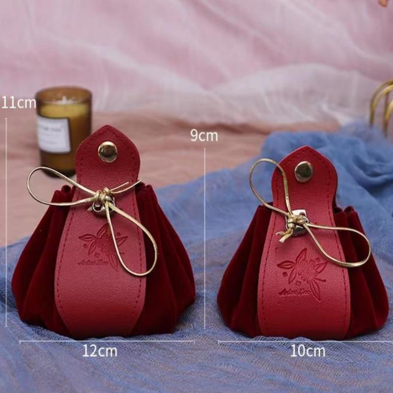 Velvet Drawstring Bag Embossed Floral Fadeless Pattern Jewelry Storage Pouch for Daily Trinket Candy Holding