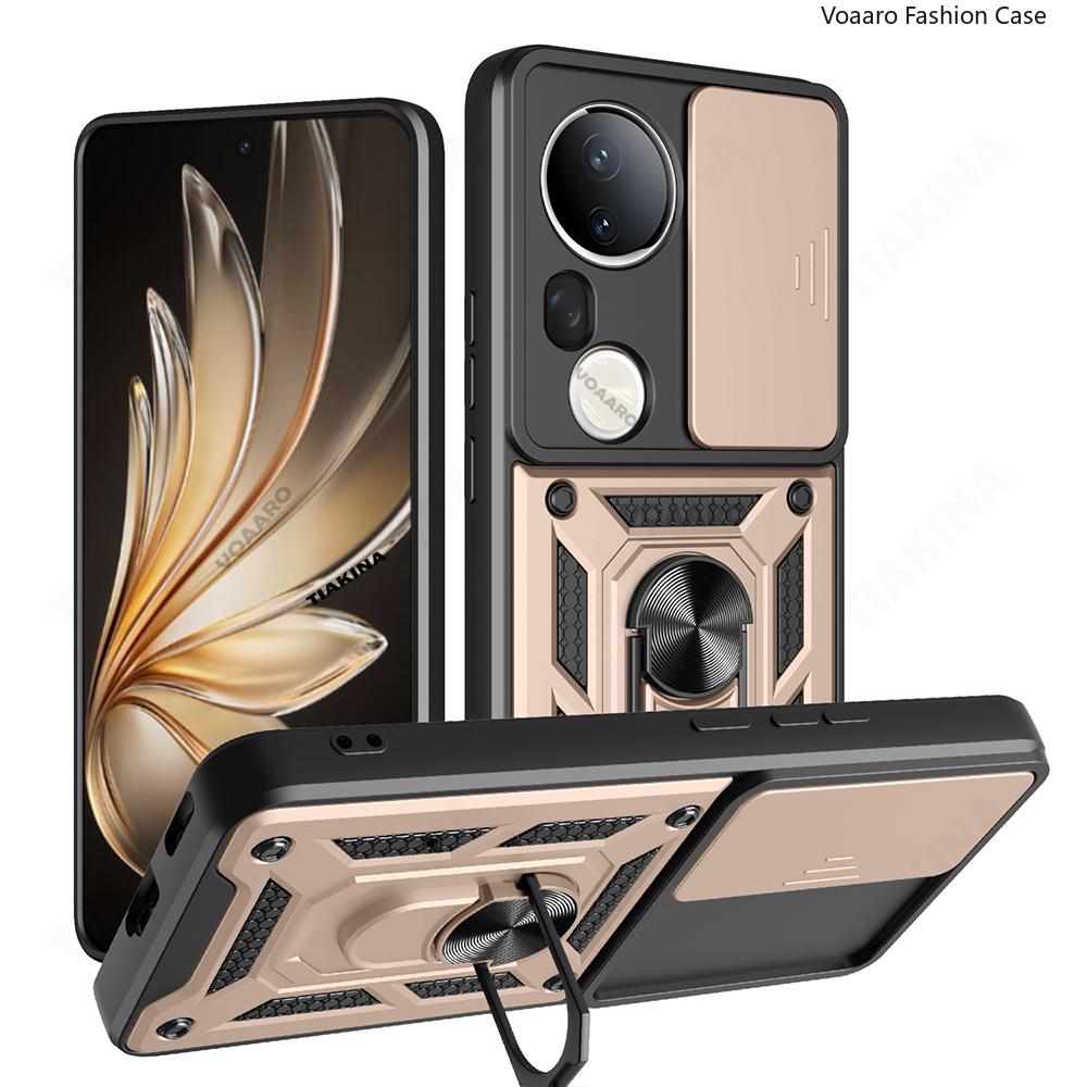Slide Lens Armor Funda for Vivo T4 Ultra 5G Case for Vivo S20 Pro 5G Case Magnetic Ring Stand Holder Shockproof Phone Cover